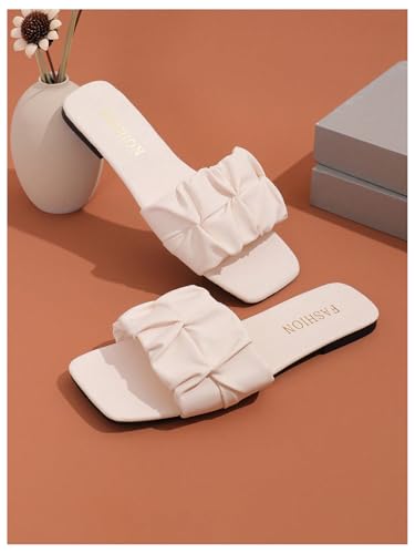 Image of GORGLITTER Women's Summer Cute Flat Sandals Dress Slide Sandals Square Toe Wedding Shoes Vacation Trendy Sandals 2026