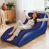 RovPool Inflatable Chair for Adults,Inflatables Chairs with Flocked Surface, Inflatable Lounge Chair with Backrest, Comfort Ergonomic Inflatable Couch,Inflatable Couch for Camping, Blue