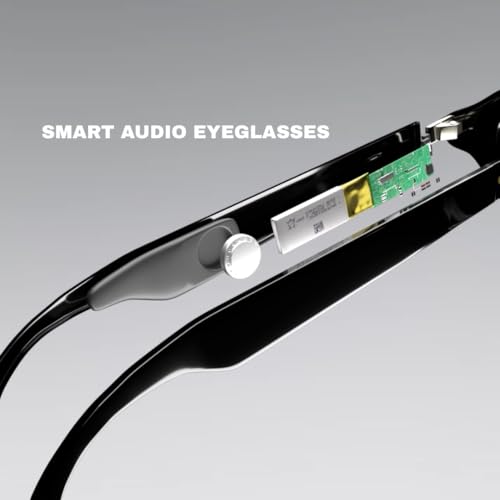 Image of Jodykoes Open media 8 in modal Smart Glasses with Built-in Speakers, Voice Assistant & Prescription Lenses | Square Bluetooth Audio Eyewear (Blue)