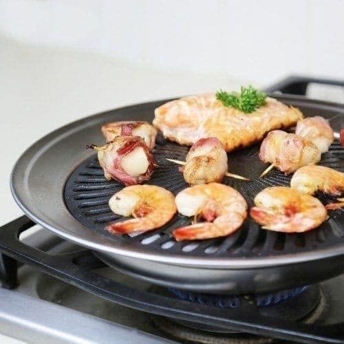 BISONBERG Non-Stick BBQ Grill Plate for Roasting, Cooking - Portable Stovetop, Indoor Outdoor Garden Camping, DIY Korean Barbecue Grill Pan