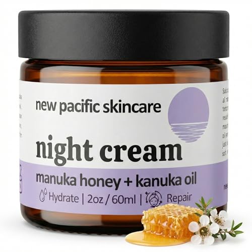 New Pacific Skincare Manuka Honey 45+ MGO Night Cream with Kanuka Oil - Deep Hydation, Anti-Wrinkle Face Moisturizer with Hyaluronic Acid & Vitamin C, 2oz | 2.5 month supply