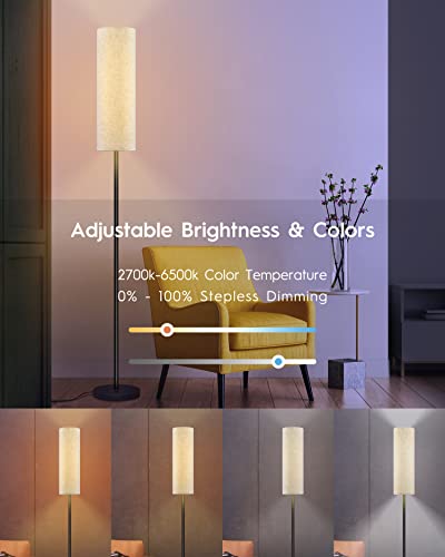 Rgbww Smart Led Floor Lamp For Living Room, Compatible With Alexa, Google Home, 69" Tall Modern Standing Lamp For Bedroom With Remote & Wifi App Control, 2700K-6500K Corner Lamp With Linen Lampshade #TOP3