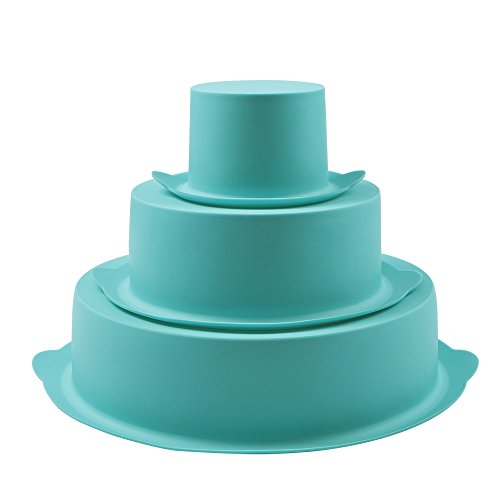 Webake Round Cake Pan Set Silicone Cake Molds Baking Pans for 3 Tier