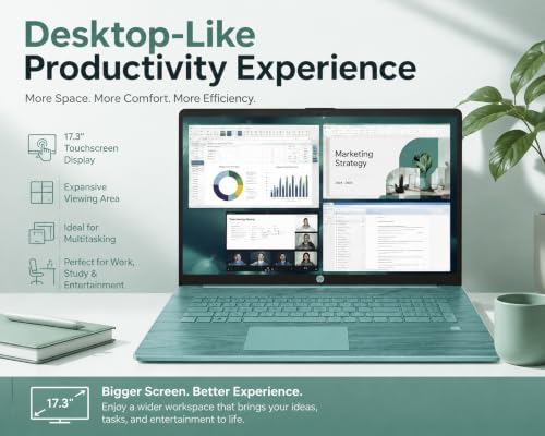 Image of HP 17.3 inch Touchscreen Laptop, 13th Gen 10-Core Intel Core i5, 20GB RAM, 512GB PCIe SSD, Intel Iris Xe Graphics, Backlit Keyboard, Office 365, Windows 11, Fingerprint