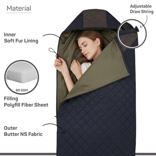 Image of ROCKSPORT Dolomite +10C to +20C Winter Sleeping Bag for Adult with Air Pillow, Camping Sleep Bag with Lightweight Fiber Sheet Filling for Winter Season