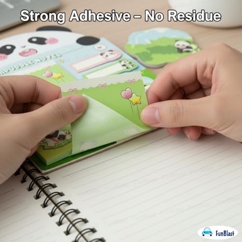 Image of FunBlast Panda Sticky Notes - Cute Panda Memo Pad, Kawaii Sticky Note for Kids & Girls, Self Adhesive Notes and Bookmark, Stationery Gift for School, Office & Personal Use (Random)
