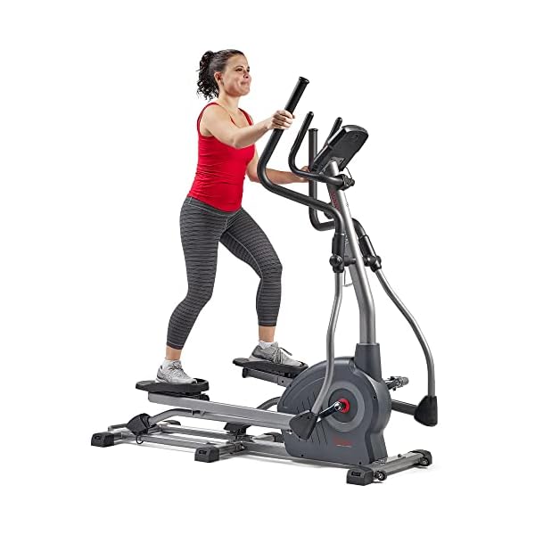 Sunny Health & Fitness Smart Elliptical Machine with Pulse Sensor, Adjustable Resistance with Quiet and Smooth Long Stride Drive System, SunnyFit App Access Optional via Bluetooth and Manual Mode