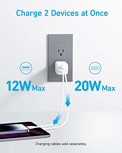 Anker USB Charger Block, 33W 2 Port Compact Type C Charger with Foldable Plug for iPhone 17/16 Series, Galaxy, and More (Cable Not Included, White) - Image 4