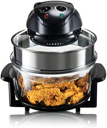 Nutrichef Convection Countertop Toaster Oven - Healthy Kitchen Glass Air Fryer Roaster Oven, Bake, Grill, Steam Broil, & Roast - Includes Glass Bowl, Broil Rack, & Toasting Rack - 18 Quart Capacity