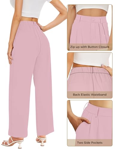Women Straight Wide Leg Dress Pants for Women High Waist Office Business Casual Trousers Pants with Pockets 20242