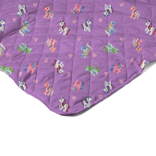 Image of Northwest My Little Pony Vintage Pony Party Quilted Throw Blanket - Official Fleece Blanket Featuring Classic Ponies, Soft Lightweight Bedding for Bed, or Couch, 60 x 80 Inches