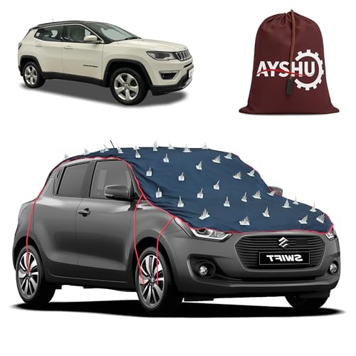 Image of AYSHU Water-Resistant Spike Car Cover for Jeep Compass BP - Protects from Dogs, Monkeys, Dust, Sunlight & UV - Full Roof Universal Fit