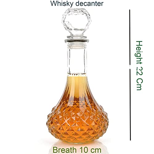 Image of European Style Glass Decanter Storage Container for Liquor, Whisky, Vodka, Scotch, Wine, Rum, Brandy, Champagne, Tequila, Juice (750ML-LONG Round Decanter)