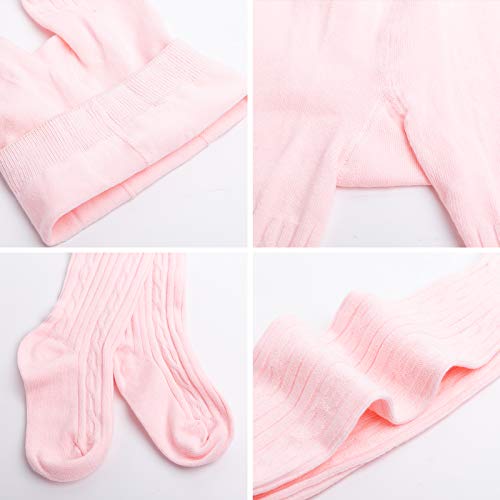 Image of Baby Toddler Girls Tights Seamless Cable Knit Cotton Leggings Pants Stockings for Infant Baby Girl