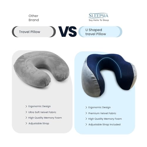 Sleepsia Memory Foam Travel Pillow for Neck Support â Soft Washable Cover | Compact Neck Pillow for Airplane, Car & Home Use | Ergonomic Support for Sleeping & Long Travel - Image 7
