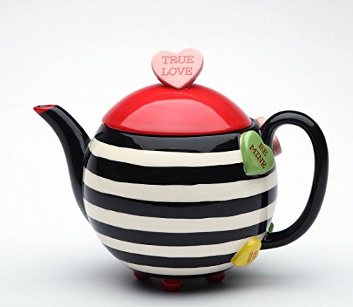 Cosmos Gifts black striped teapot