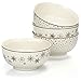 COM-FOUR® 4x Tazón de cereal de porcelana - Tazón con decoración navideña - Tazón de refrigerio con motivo de estrella (4 piezas - blanco. decoración de color dorado)