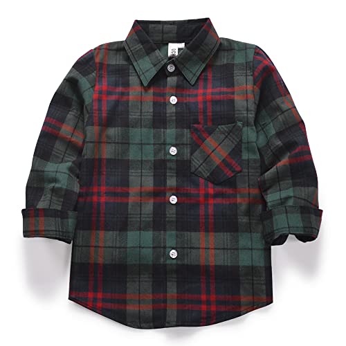 Image of OCHENTA Men's & Boys Flannel Shirts Button Down Long Sleeve Plaid Shirt Family Matching Outfits