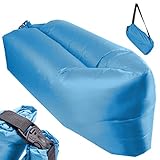 ikonka, Lazy Bag Sofa Luftmatratze, Sitzsack, Sitzkissen Outdoor, Luftbett Sonnenliege Camping Zubehör, Urlaub, blau 230x70cm