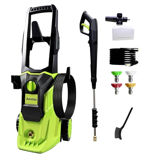 Portable Power Washer, 4 Quick Connect Nozzles, High Cleaning Machine for Car, Patio, Driveway,Fences,Decks by AskAids - Used condition - US$71.47