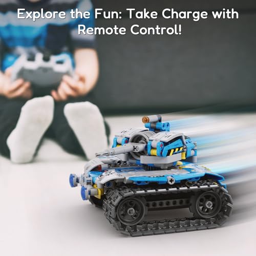 Image of Mibido Robot Building Kit with Remote Control STEM Gifts for Boys Ages 8-13 | Coding Robotic Toys, Birthday Presents for Kids, App-Controlled, Buildable 5in1 Models, Rechargeable Bot Set, 488 Pieces