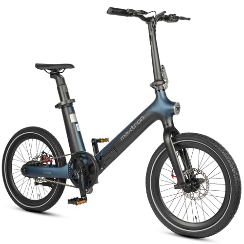 Maxtron E-Bike 20 Zoll, bis zu 70 km Reichweite (unter idealen Bedingungen), 250W Motor, 36V 9,6Ah Akku, Aluminiumrahmen, Bluetooth, IPX5, kompaktes City-Pedelec für Damen und Herren