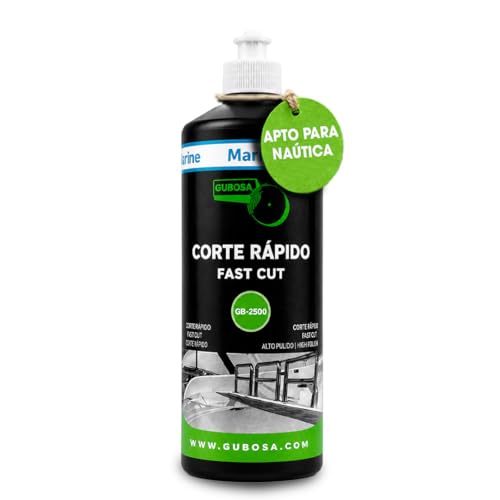 Pulimento nautico corte rapido gelcoat eliminador de oxido metal quita oxido abrillantador barco para pulidora restaurador pintura nautica cascos cubiertas kit botella 1L + pad 180mm | GUBOSA