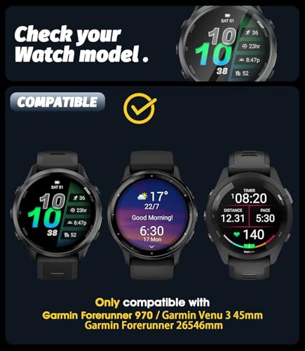 Image of 3 Pack Screen Protector Compatible With Garmin Forerunner 970 /265 46mm /Garmin Venu 3 45mm / Garmin Venu 2 Plus 45 mm TPU Screen Guard Not a Tempered Glass