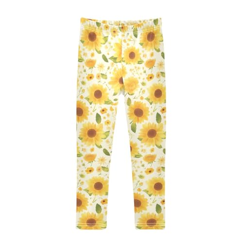 KLL Sunflower Corner Boho Watercolor Background Toddler Girls Active Leggings Casual Full Length Sweatpants Sports