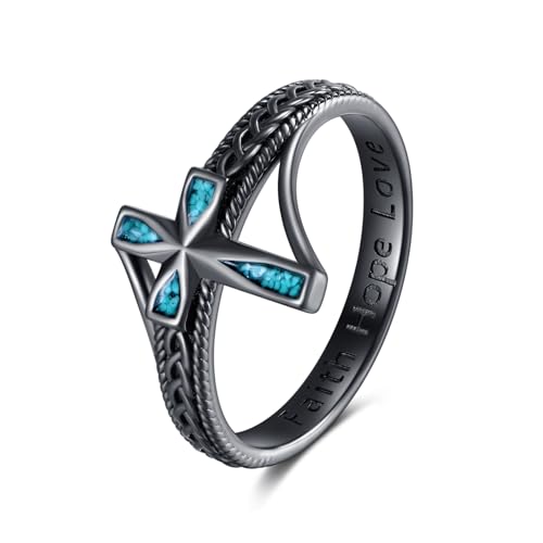 Bague croix celtique en argent sterling et turquoise à porter au quotidien avec élégance