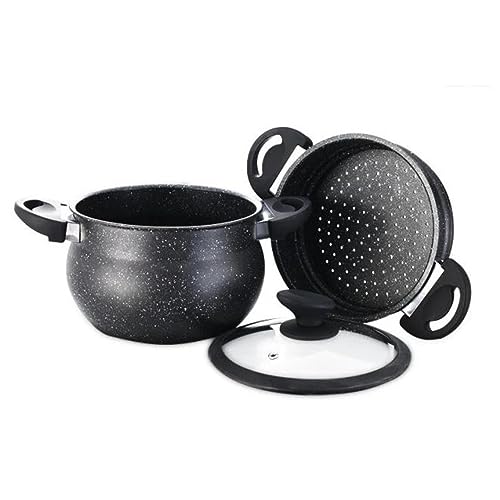 Panela a Vapor de Aluminio com Tampa de Vidro e Cesto de Cozimento (26cm)