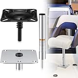 Tallew 1 Set Boat Seat Base with 3/4' Pedestal Kit, Includes 15' High Seat Post and Black E-Coated Mount, 7' Stainless Steel Threaded Base Plate Compatible with Most Ships