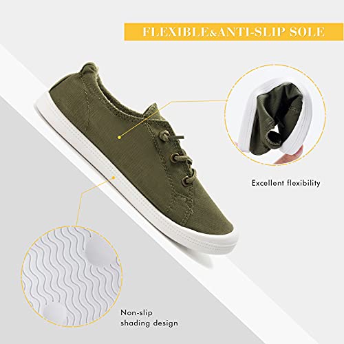 Image of FUNKYMONKEY Slip-On Canvas Sneakers for Women, Comfortable Lightweight Lace-Up Flat Casual Tennis Shoes Breathable Walking Shoes for Everyday Wear
