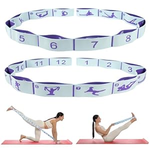 Elastic Yoga Stretching Strap with Loops, CEILIWEN Stretch Straps for Physical Therapy, Pilates Stretch Band, Elastic Exercise Bands, Leg Stretching Strap, Stretch Resistance Bands for Exercise
