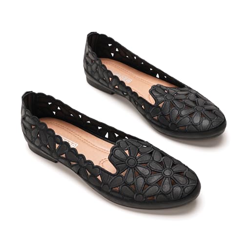 GLAMORA Bailarinas Mujer Caladas Manoletinas Zapatos Planos Transpirables Diseño Floral Calzado Verano Ligero Cómodo Puntera Redonda Zapatos Mujer