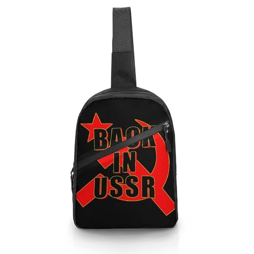 Back in USSR Hammer Chest Bag Foldable Crossbody Unisex Pack Travel Hiking Adjustable Shoulder Straps Sling Bags