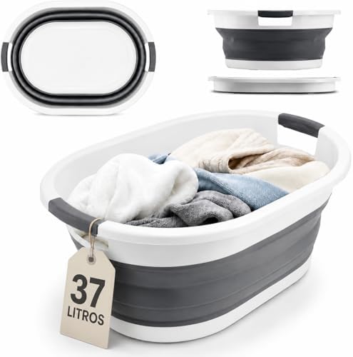 Collapsible Silicone Laundry Basket with Handles | Capacity 37 Li...