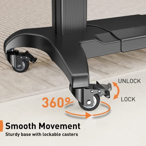 Perlegear Rolling Tv Stand For 55-100 Inch Flat Or Curved Tvs Up To 200 Lbs, Aluminum Heavy-Duty Mobile Tv Cart With Wheels, Adjustable Height Outdoor Tv Stand Max Vesa 1000X600Mm, Pgtvmc12 #TOP3