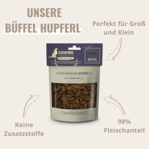 ESCAPURE Hupferl - Hunde Leckerli aus Büffelfleisch in Premium Qualiät - 98% Muskelfleisch - Protein Trainingssnacks ohne künstliche Zusatzstoffe & Getreide (150g)