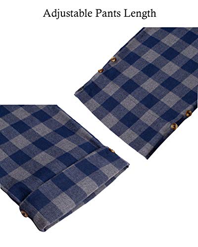 Image of Mens Flannel Pajama Pants Plaid Heavyweight Cotton PJs Bottoms Sleepwear | Soft Cozy with Pockets, Elastic Waistband Drawstring, Adjustable Length, Casual Checkered Lounge Pant, for Home Holiday Daily