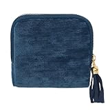 Frfik Schmuckkästchen aus Samt und Satin, Schmuckkästchen, Reise-Aufbewahrungsbox, tragbare Reise-Aufbewahrungstasche mit Reißverschluss für Ringe, Halsketten, Armbänder und Anhänger, ideal für Urlaub