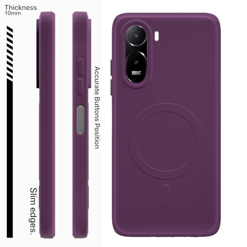 Image of Pikkme Back Cover for Redmi A7 Pro /Poco C85x 5G Soft Matte Silicone Mag-Safe Design (Mag-Safe Not Support) Camera Protection | Slim Fit Bumper Cover (Purple)