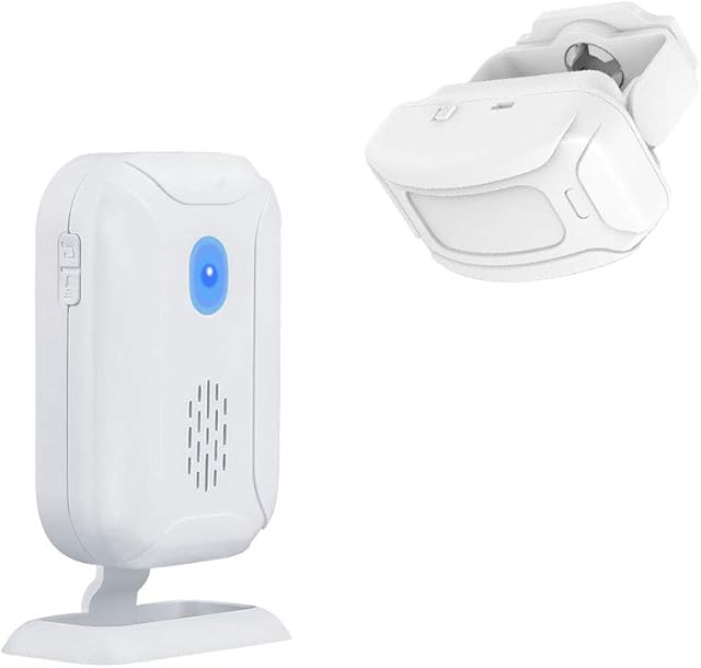 Wireless PIR Motion Sensor Detector Security Alarm Chime, Shop Store Office Home Front Door Entry Welcome Doorbell, Mailbox Alert, Garage Driveway Alarm, with Night Light