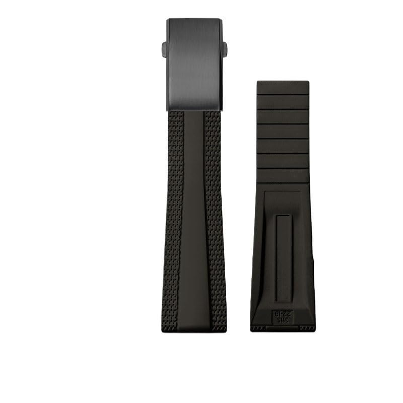 Bracelet de montre pliable caoutchouc fluoré noir pour chronographe Avenger et Super Ocean