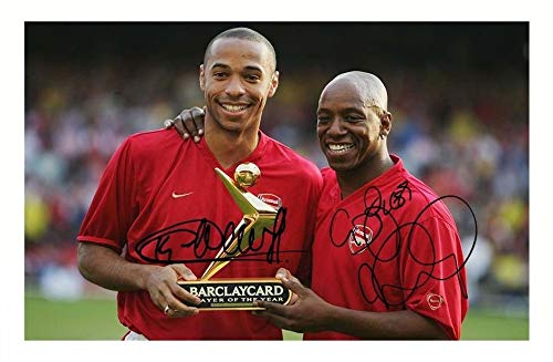 Cadre photo A4 signé Ian Wright Thierry Henry Arsenal 30,5 x 20,3 cm avec autographe et signature de football