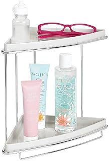 mDesign Metal 2-Tier Corner Storage Organizing Caddy Stand for Bathroom Vanity Countertops, Shelving