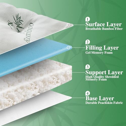 Image of WhatsBedding 4 Inch Memory Foam Mattress Topper Full for Back Pain Relief, Filled with Breathable Gel Memory Foam, Cooling Bamboo Viscose Air Layer, Supportive Pillow Top Mattress Topper