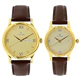 10 Best Titan Couple Watches in India: Amazing Collection 13 Titan Quartz Analog with Day and Date Champagne Dial Leather...