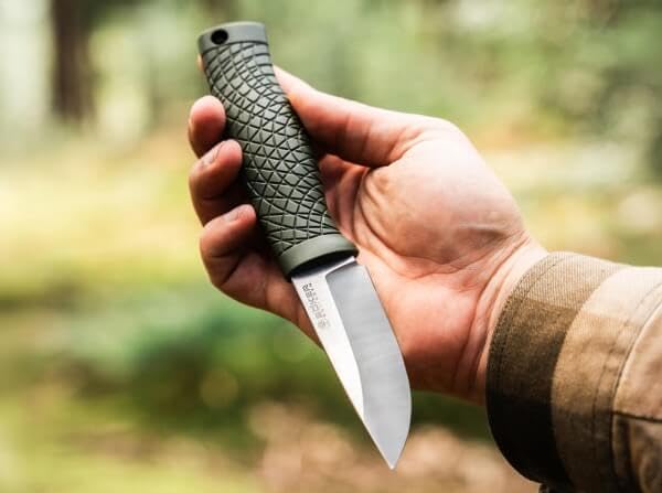 Boker Bronco Mini Fixed Blade Knife, CPM-3V Steel, TPE Handle, Green, 3.50 in Blade, with Kydex Sheath
