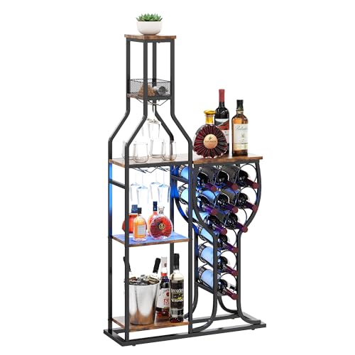 Liquor Cabinet for Home Bar，5-Tier Wine Rack Freestanding Floor w...